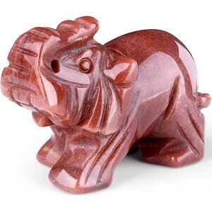 Crystals Elephant Décor Cherry Quartz Stones Statue Polished Natural Gemstone